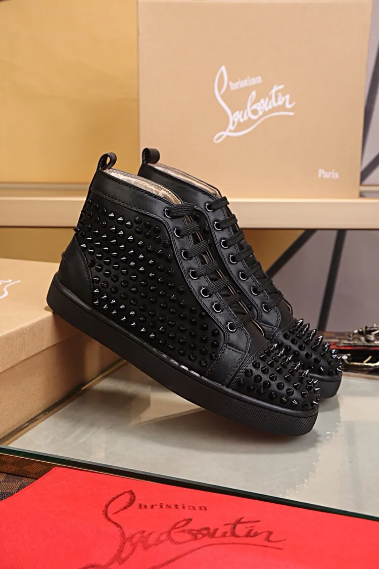 Ex-factory price 480. christian louboutin (CL red sole shoes) counter nail series, high-top casual sneakers for couples 📢 📢 📢 Exclusive hot style release 🎈🎈💪 Movable latex feet 👻 Finished outsole stitching line [satisfied] 😝Female 35-40# Male 38#-46, global supply😝 [Top version]: original imported cowhide upper, top original leather lining, original molded TPU outsole, original 1:1 detail processing, original shoe last, large quantity available from stock,